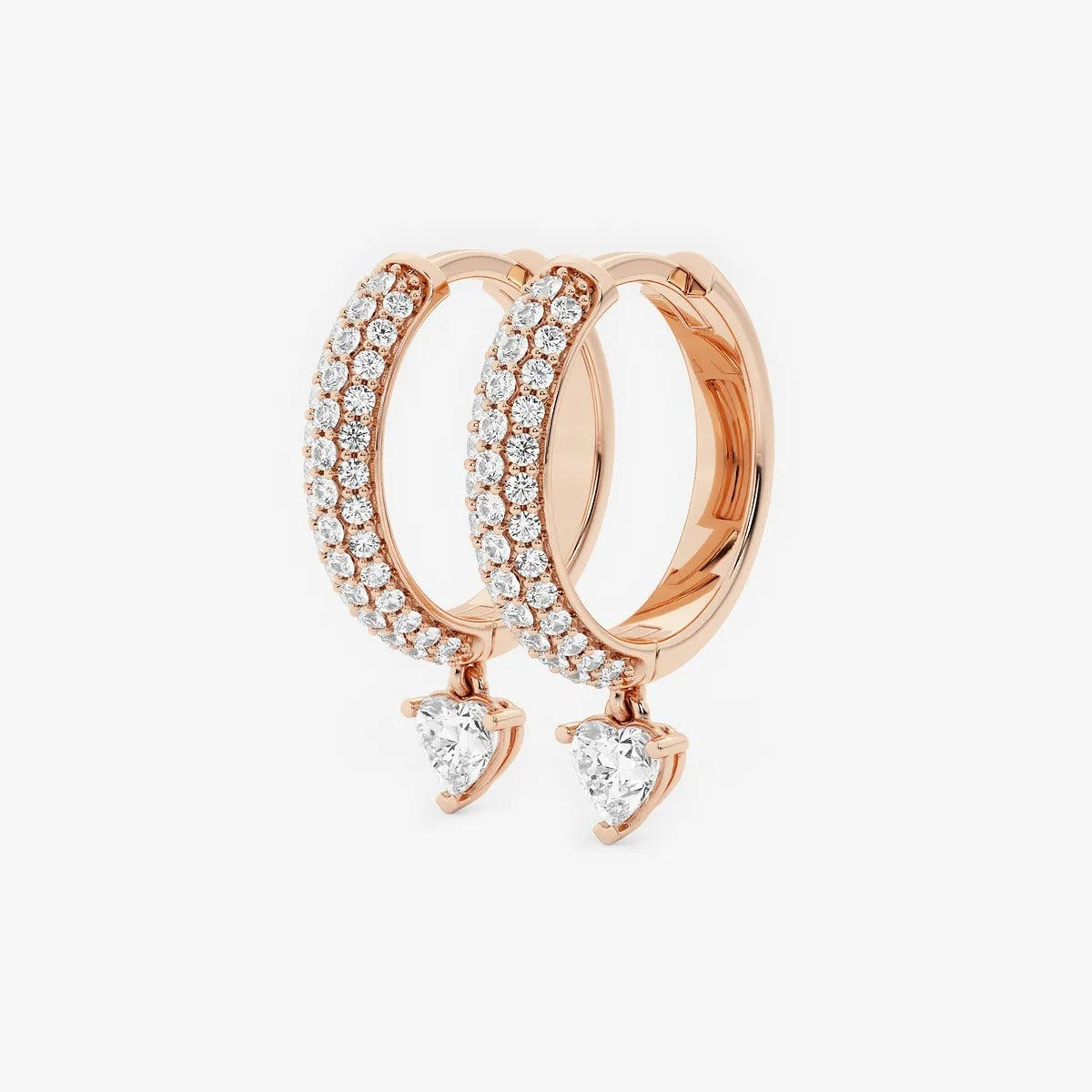 0.80 Ct Heart Lab Grown Diamond Huggie Hoop Earrings