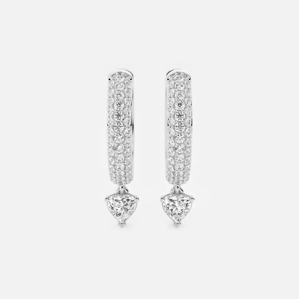 0.80 Ct Heart Lab Grown Diamond Huggie Hoop Earrings