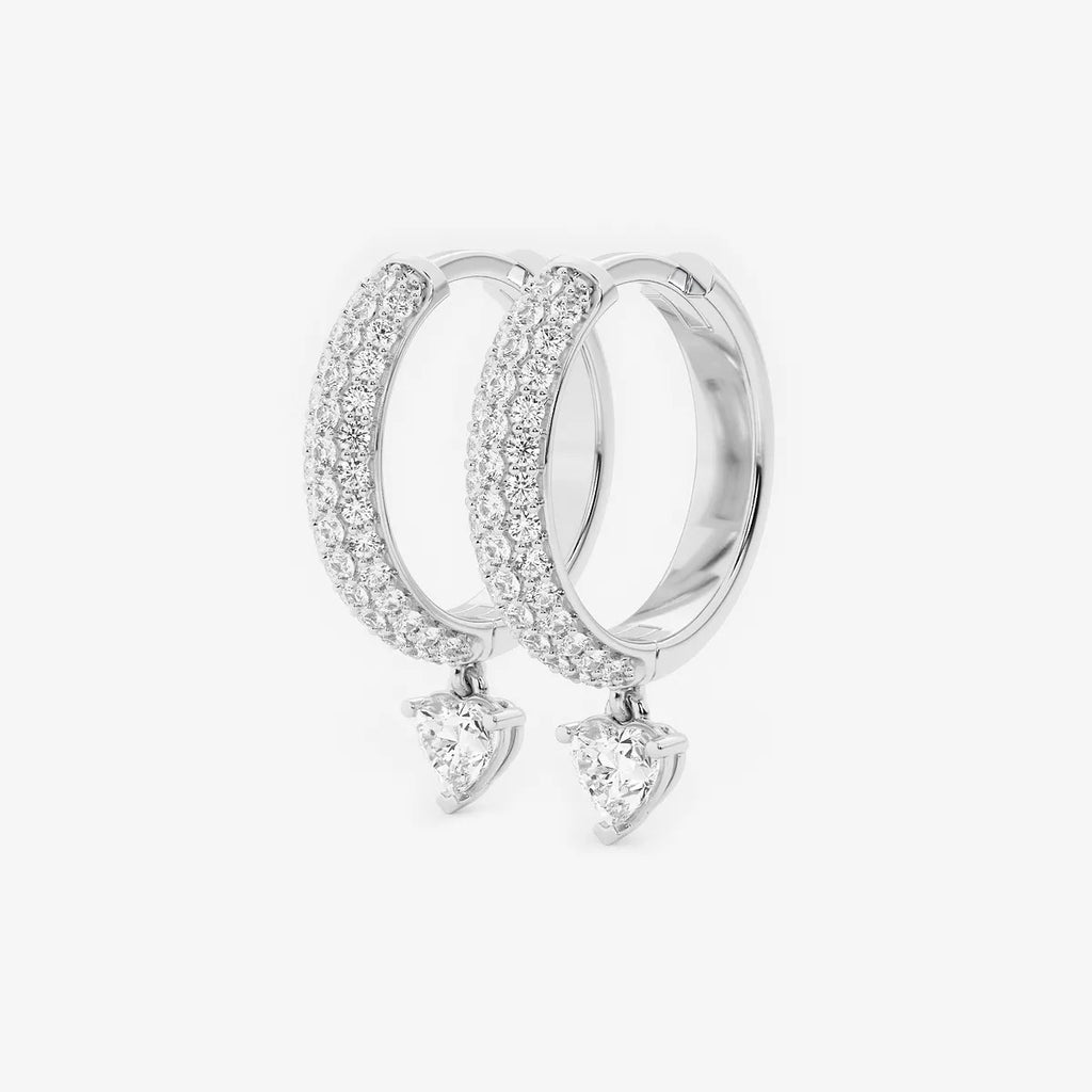 0.80 Ct Heart Lab Grown Diamond Huggie Hoop Earrings