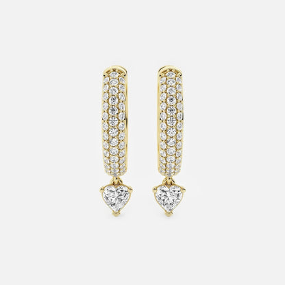 0.80 Ct Heart Lab Grown Diamond Huggie Hoop Earrings