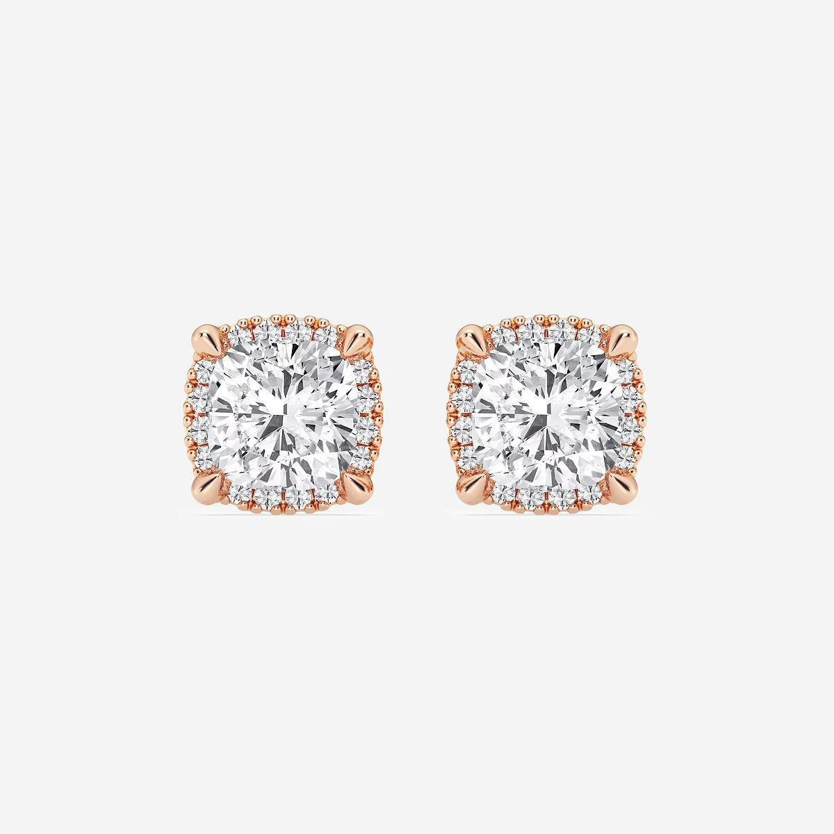 4.00 Ct Badgley Mischka Cushion Shadow Halo Stud Earrings