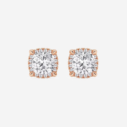 4.00 Ct Badgley Mischka Cushion Shadow Halo Stud Earrings