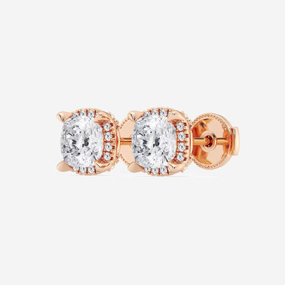 4.00 Ct Badgley Mischka Cushion Shadow Halo Stud Earrings