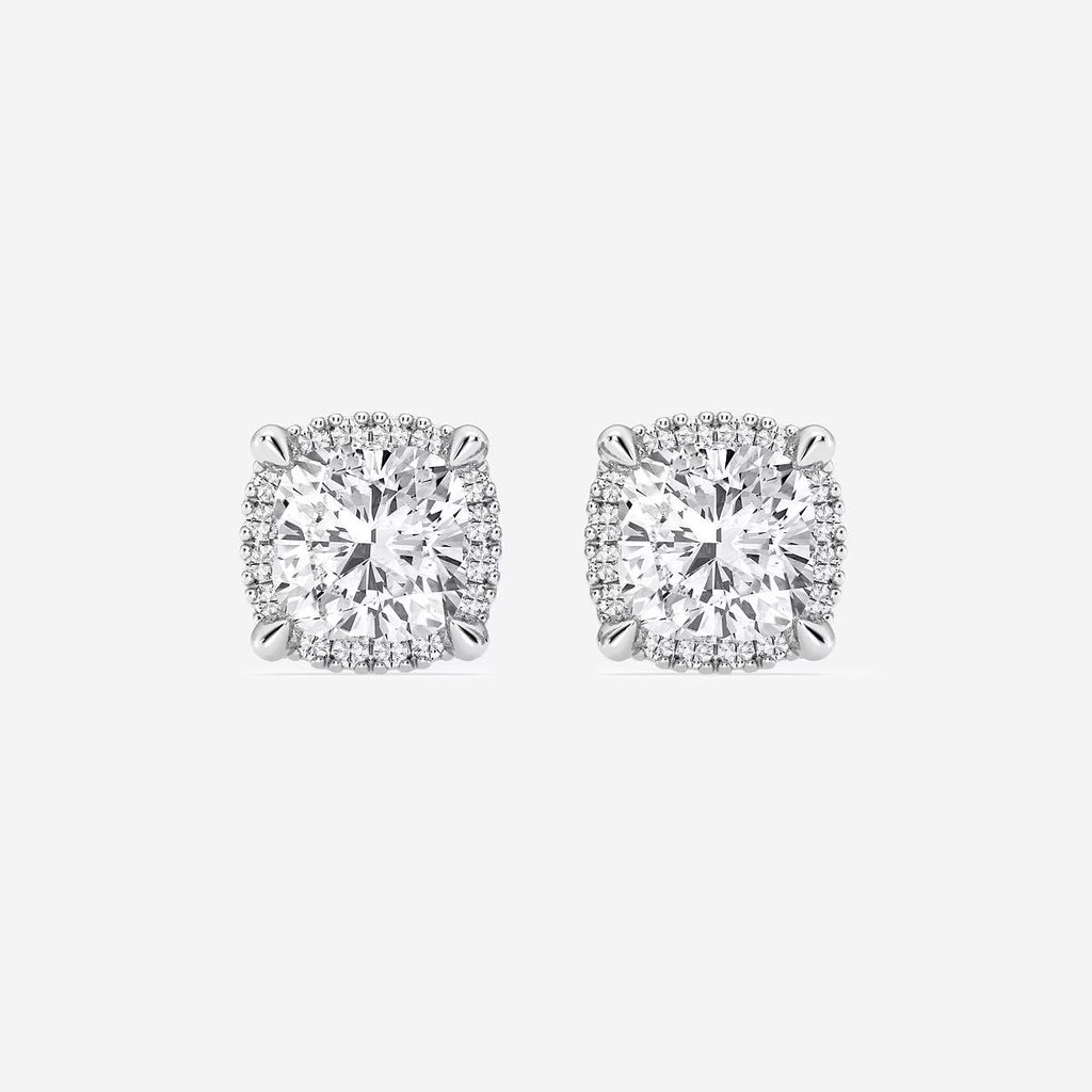 4.00 Ct Badgley Mischka Cushion Shadow Halo Stud Earrings