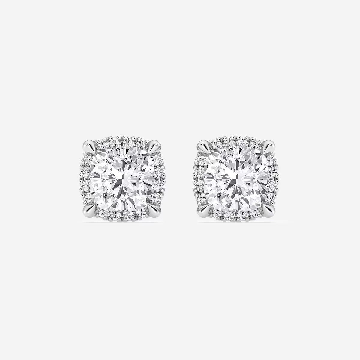 4.00 Ct Badgley Mischka Cushion Shadow Halo Stud Earrings