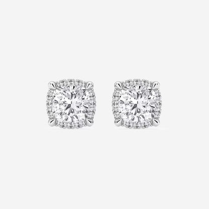 4.00 Ct Badgley Mischka Cushion Shadow Halo Stud Earrings