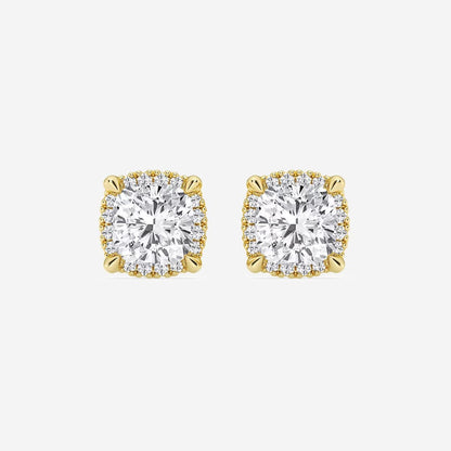 4.00 Ct Badgley Mischka Cushion Shadow Halo Stud Earrings