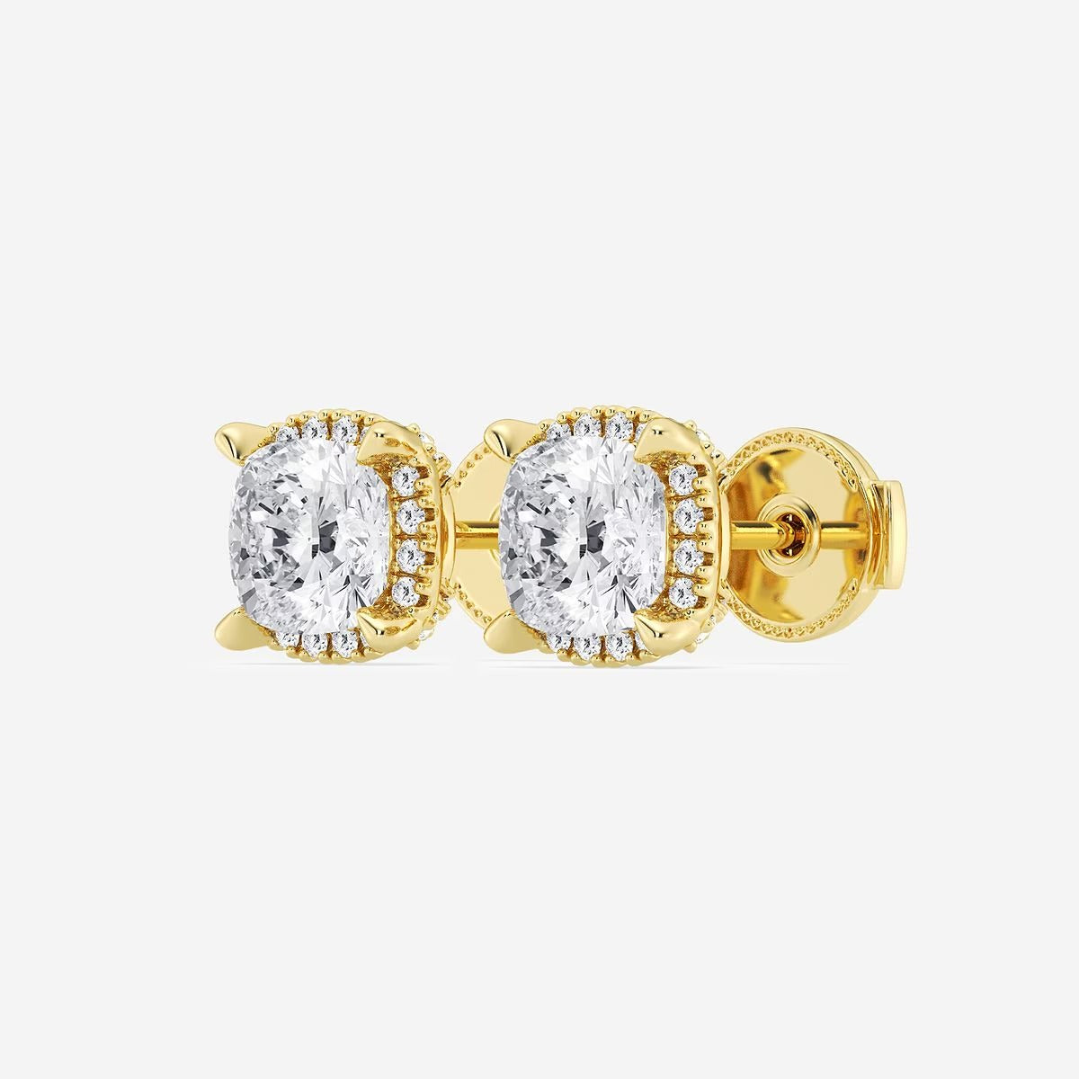 4.00 Ct Badgley Mischka Cushion Shadow Halo Stud Earrings