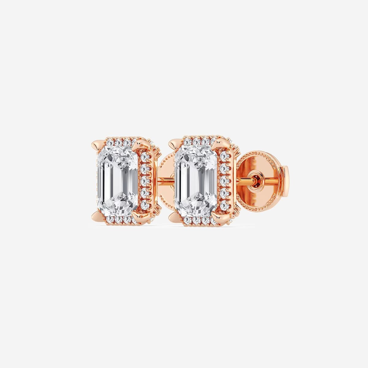 4.20 Ct Badgley Mischka Emerald Shadow Halo Stud Earrings
