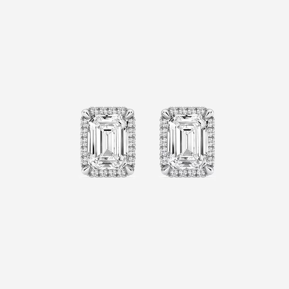 4.20 Ct Badgley Mischka Emerald Shadow Halo Stud Earrings