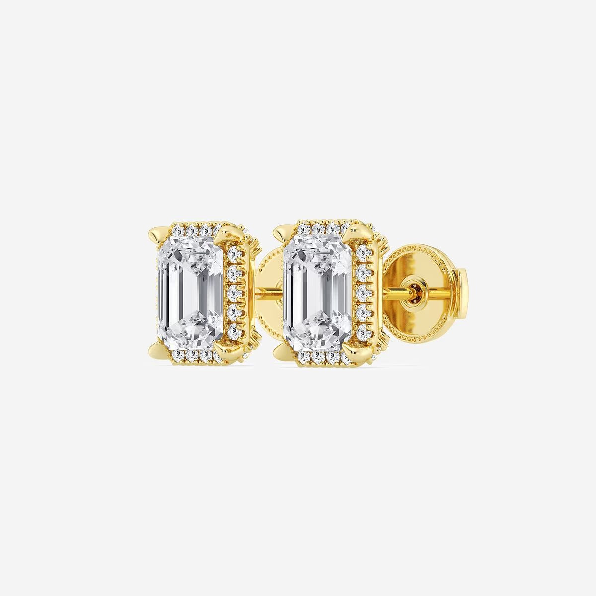 4.20 Ct Badgley Mischka Emerald Shadow Halo Stud Earrings