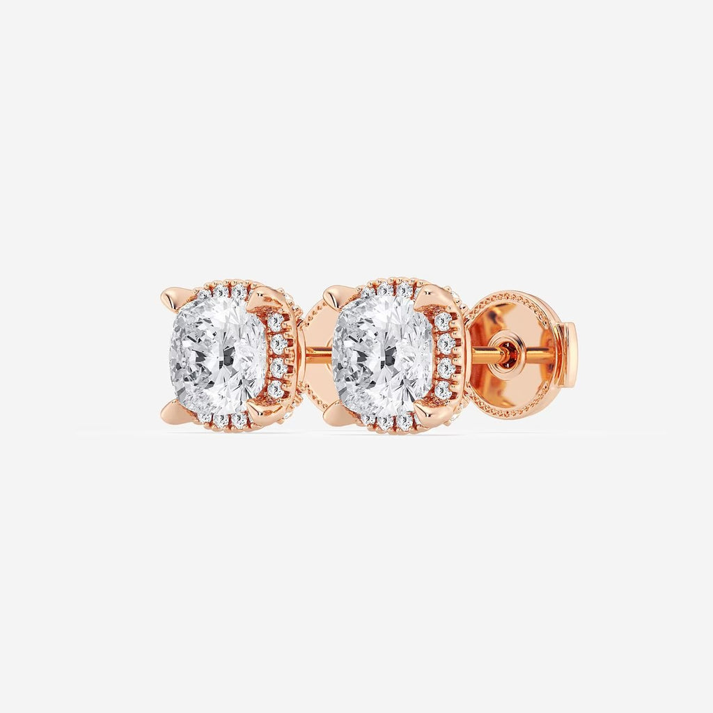 2.00 Ct Badgley Mischka Cushion Shadow Halo Stud Earrings