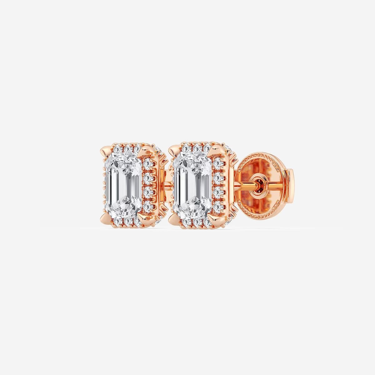 1.50 Ct Badgley Mischka Emerald Shadow Halo Stud Earrings