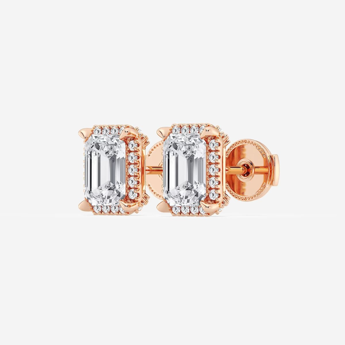 2.50 Ct Badgley Mischka Emerald Shadow Halo Stud Earrings