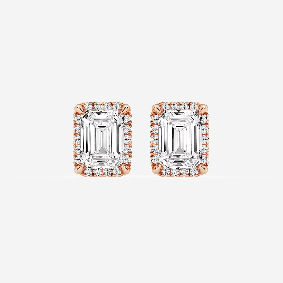 3.00 Ct Badgley Mischka Emerald Shadow Halo Stud Earrings