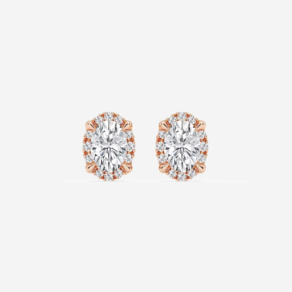 1.00 Ct Badgley Mischka Oval Shadow Halo Stud Earrings