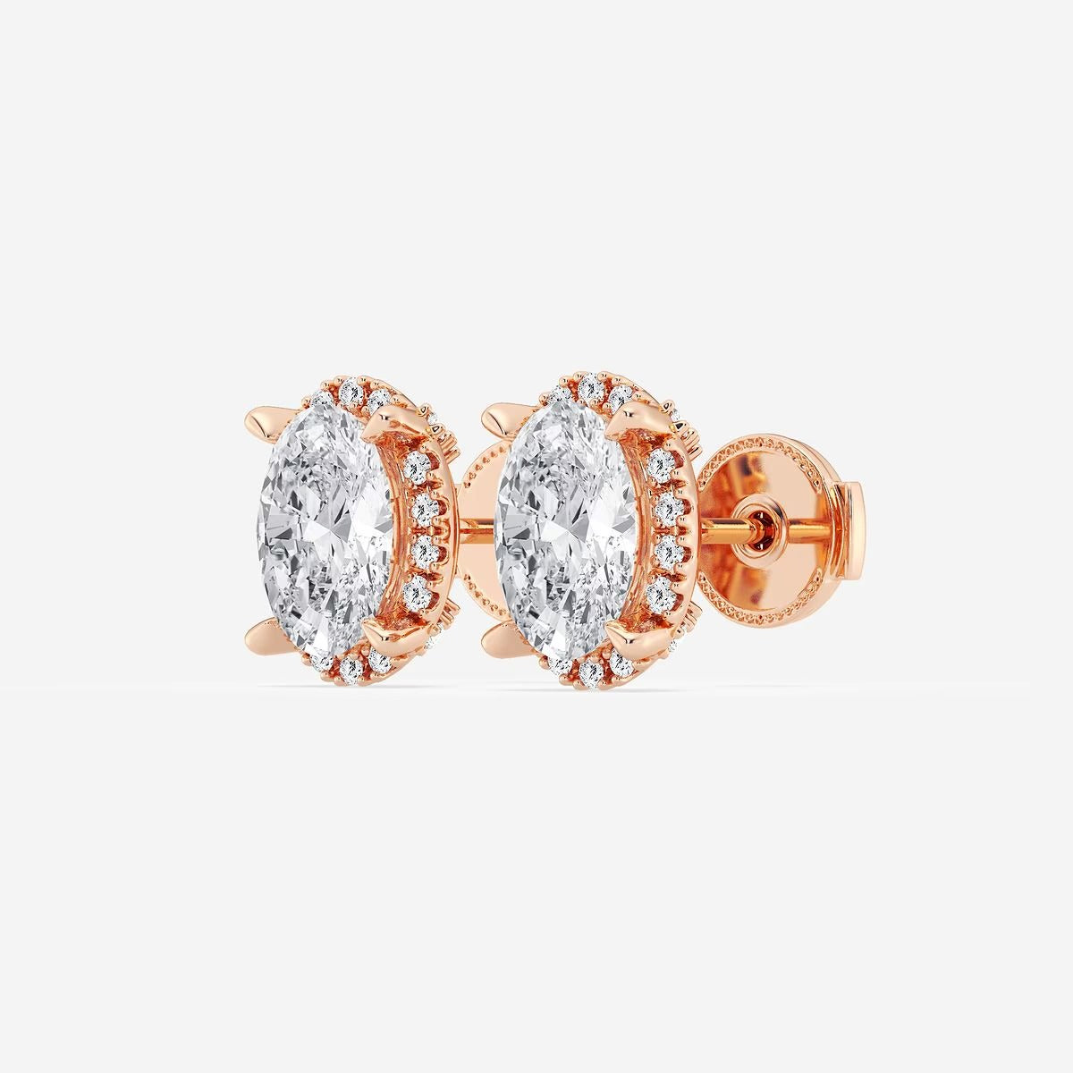 2.50 Ct Badgley Mischka Oval Shadow Halo Stud Earrings