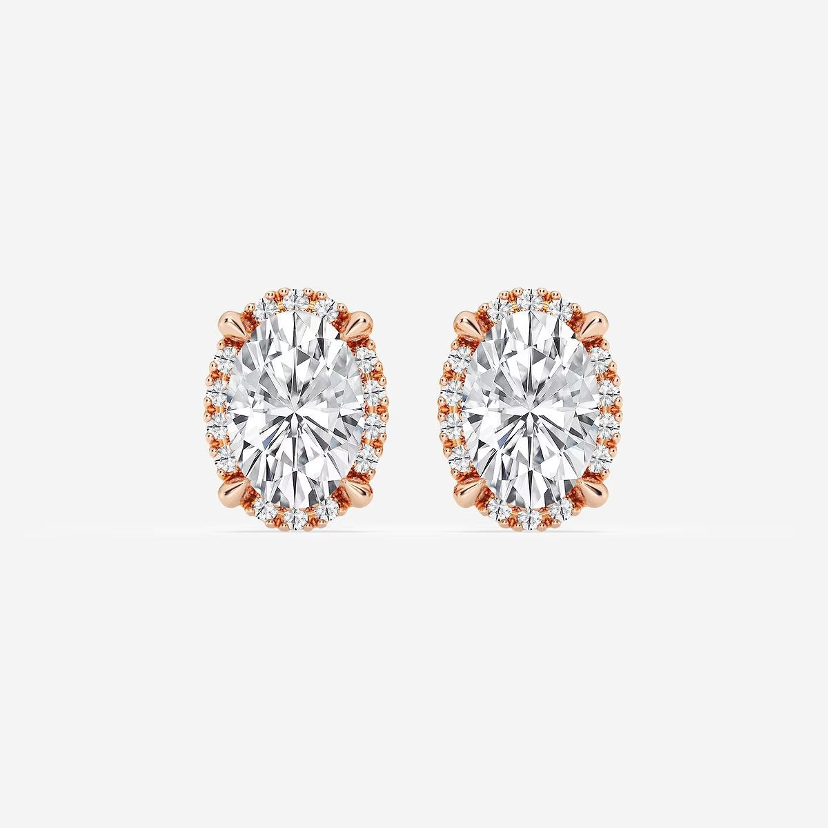 2.50 Ct Badgley Mischka Oval Shadow Halo Stud Earrings
