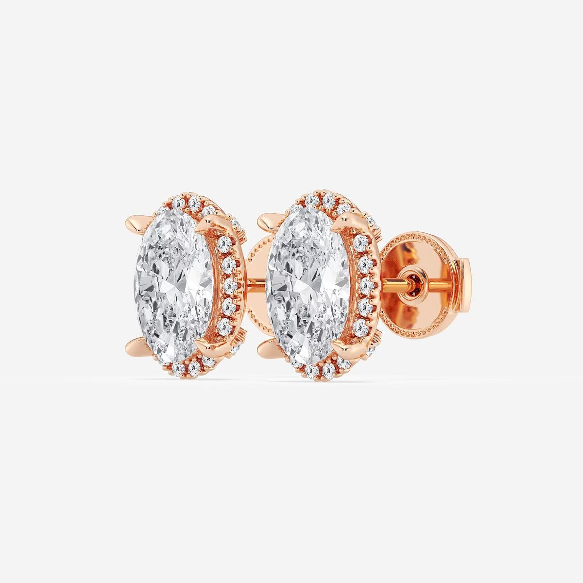 3.30 Ct Badgley Mischka Oval Shadow Halo Stud Earrings