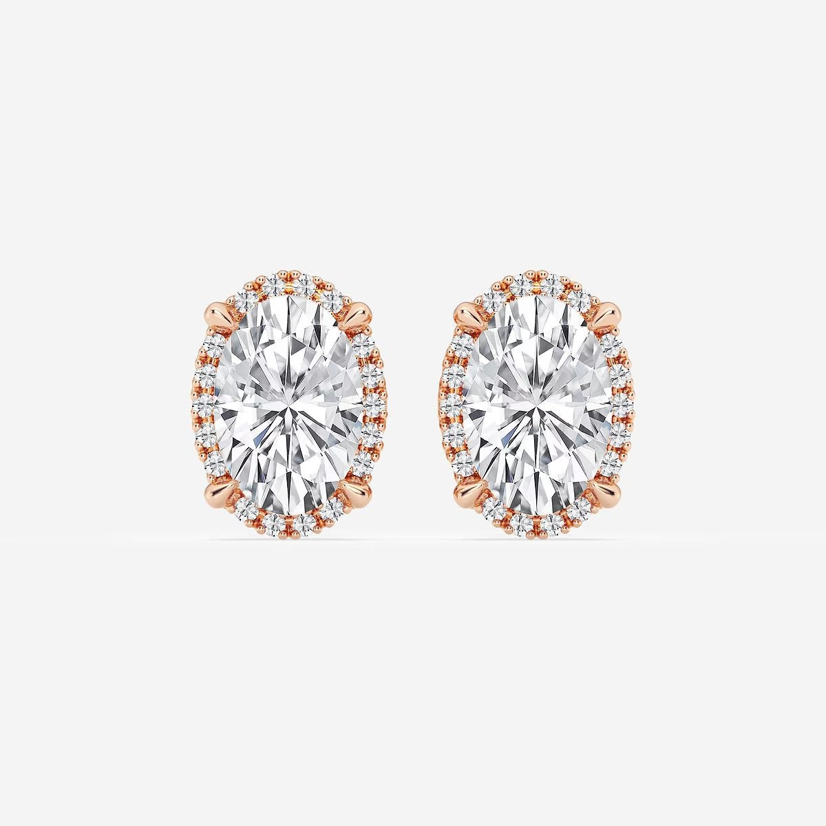 3.30 Ct Badgley Mischka Oval Shadow Halo Stud Earrings