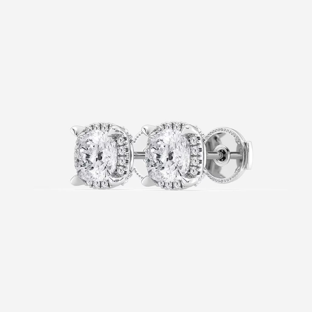 2.00 Ct Badgley Mischka Cushion Shadow Halo Stud Earrings