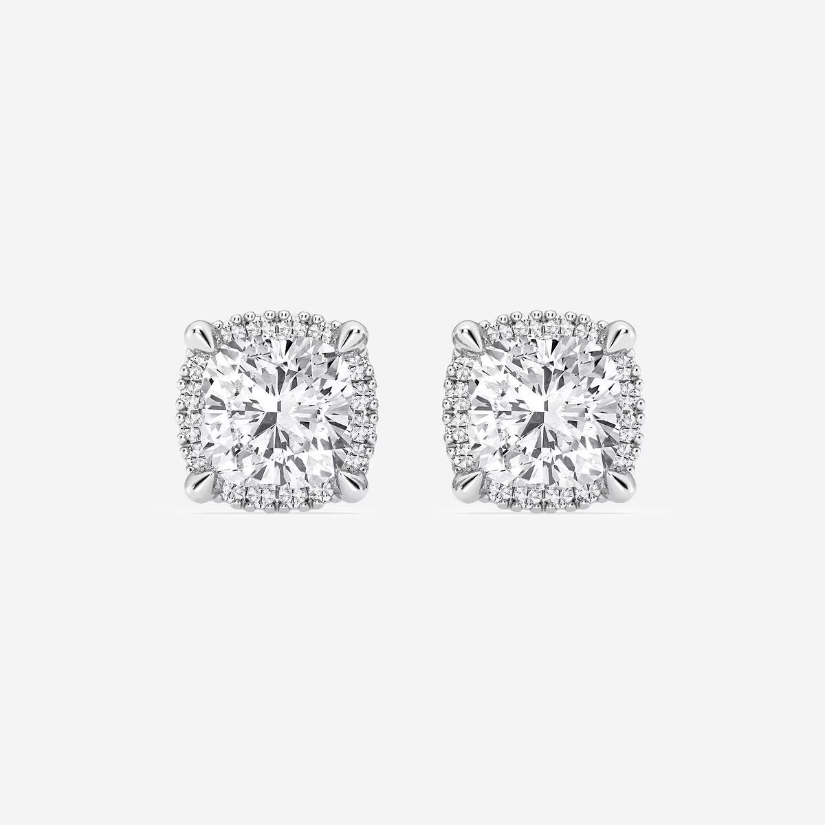 2.00 Ct Badgley Mischka Cushion Shadow Halo Stud Earrings