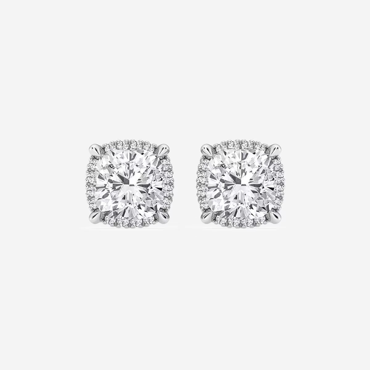 3.00 Ct Badgley Mischka Cushion Shadow Halo Stud Earrings