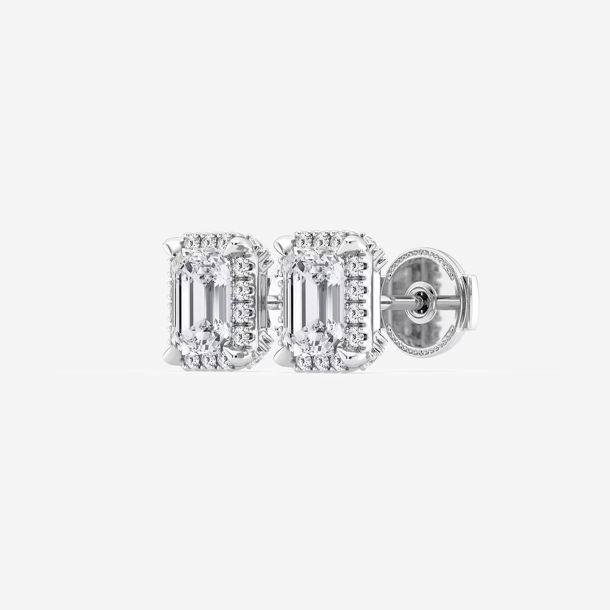 1.50 Ct Badgley Mischka Emerald Shadow Halo Stud Earrings