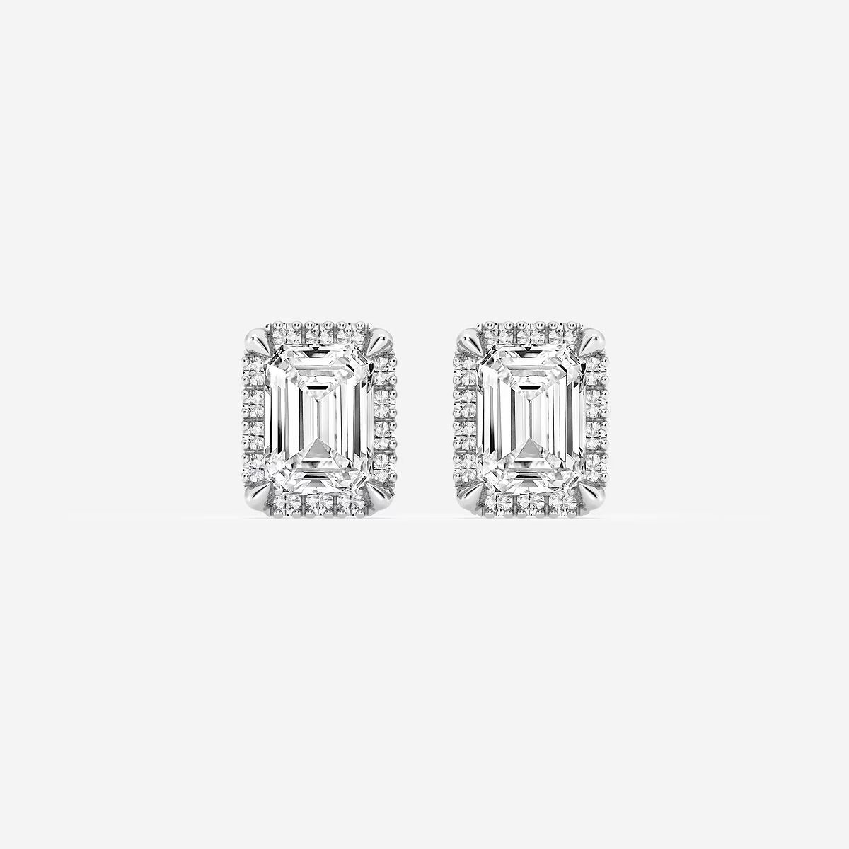 1.50 Ct Badgley Mischka Emerald Shadow Halo Stud Earrings
