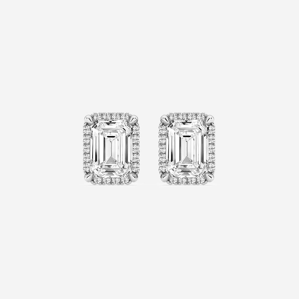 2.50 Ct Badgley Mischka Emerald Shadow Halo Stud Earrings