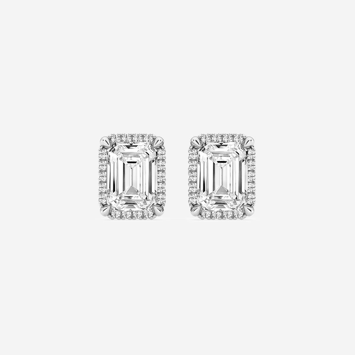 2.50 Ct Badgley Mischka Emerald Shadow Halo Stud Earrings