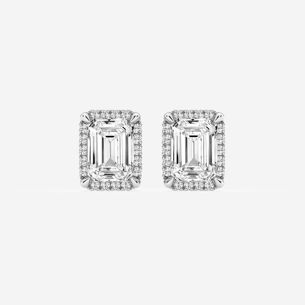 3.00 Ct Badgley Mischka Emerald Shadow Halo Stud Earrings