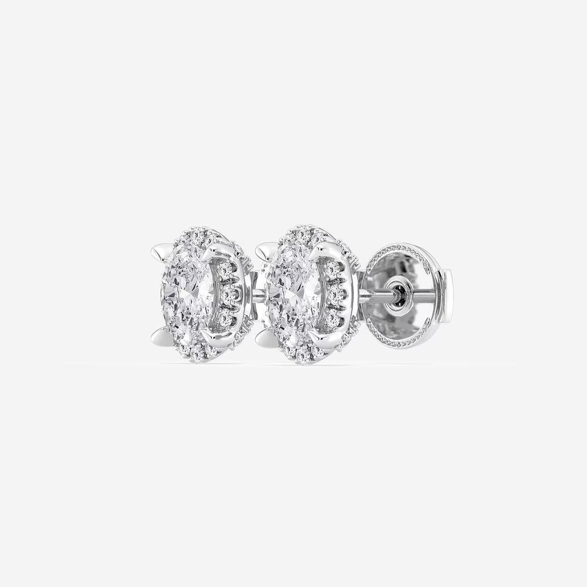 1.00 Ct Badgley Mischka Oval Shadow Halo Stud Earrings