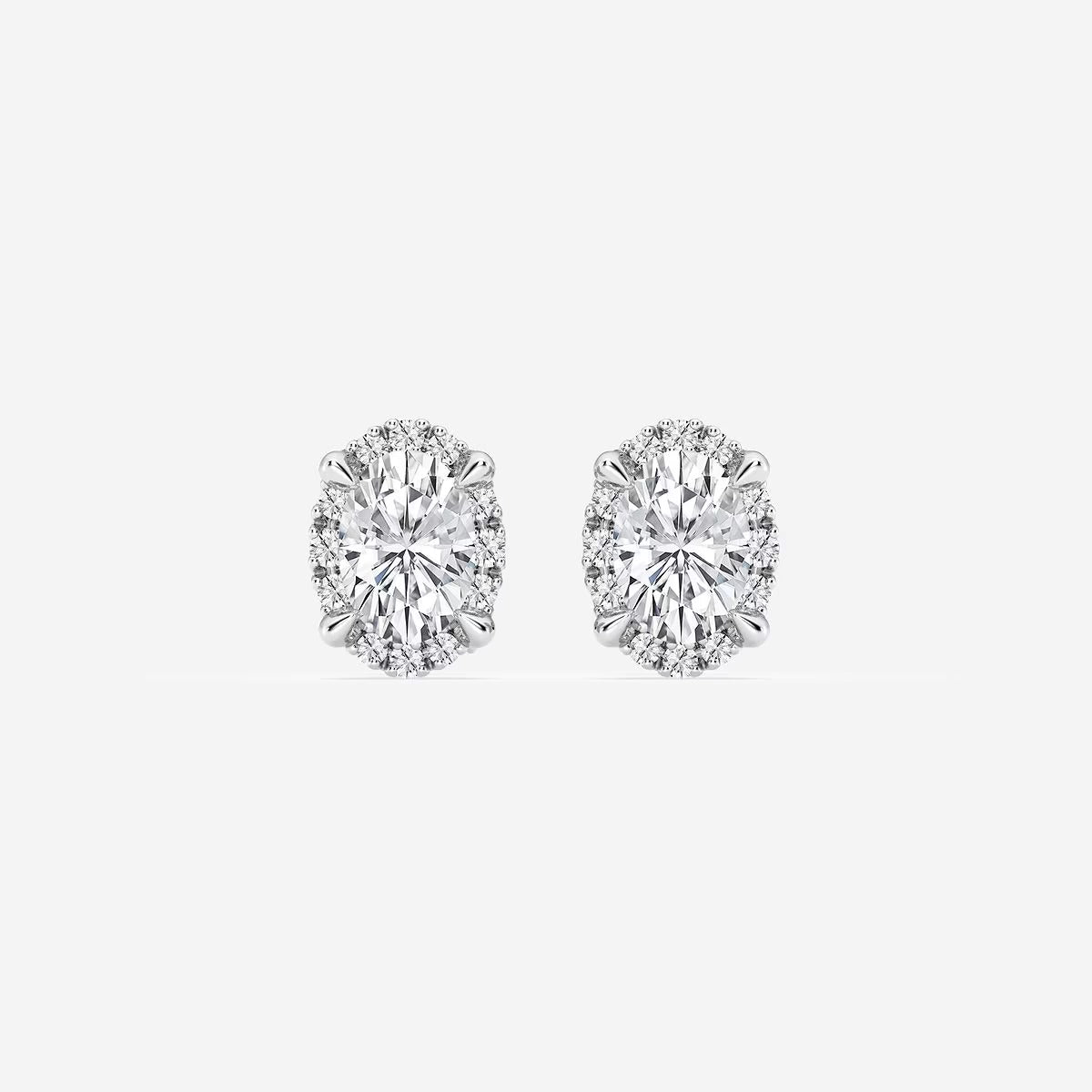 1.00 Ct Badgley Mischka Oval Shadow Halo Stud Earrings