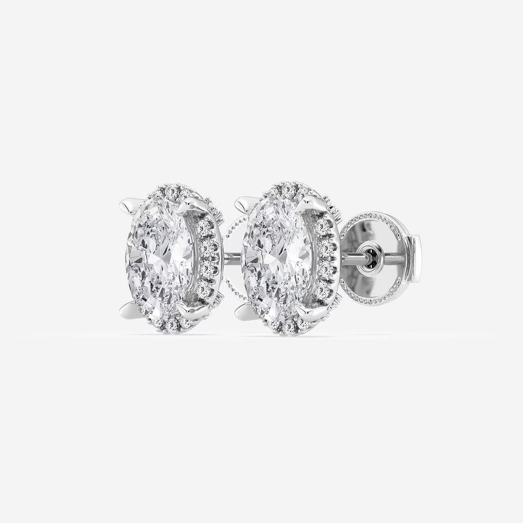 2.50 Ct Badgley Mischka Oval Shadow Halo Stud Earrings