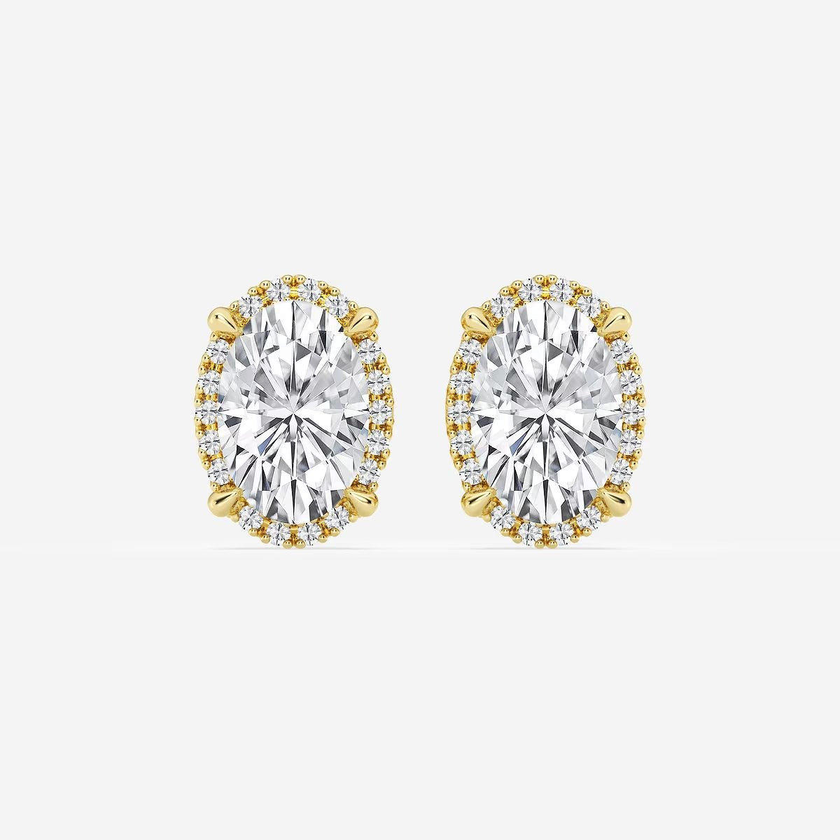 3.30 Ct Badgley Mischka Oval Shadow Halo Stud Earrings