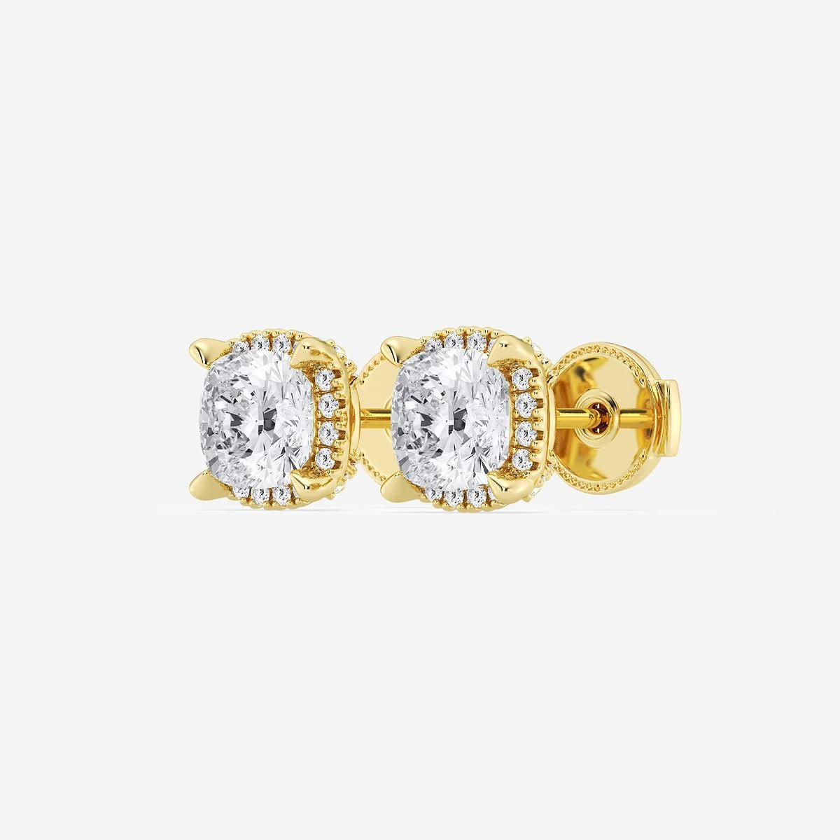 2.00 Ct Badgley Mischka Cushion Shadow Halo Stud Earrings