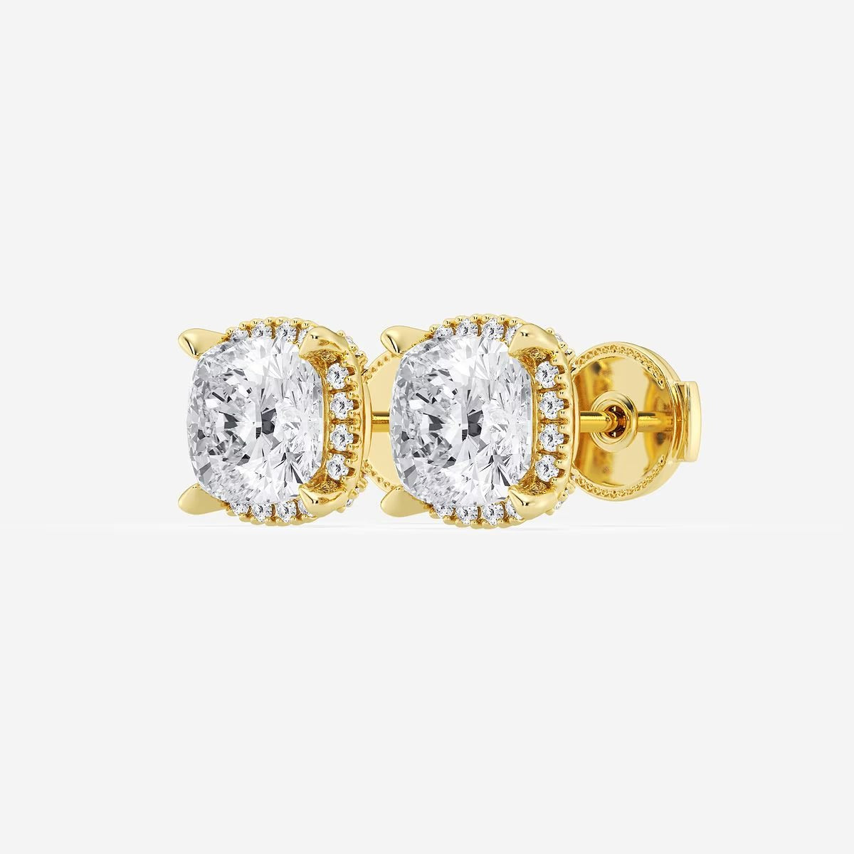 3.00 Ct Badgley Mischka Cushion Shadow Halo Stud Earrings
