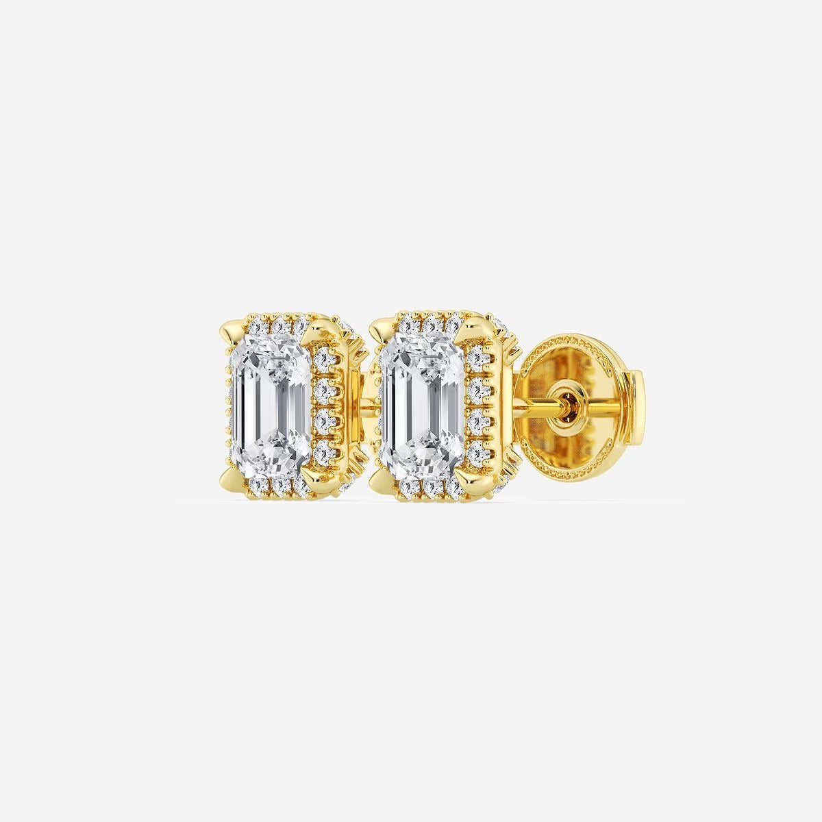 1.50 Ct Badgley Mischka Emerald Shadow Halo Stud Earrings