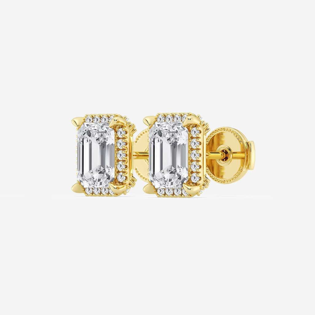 2.50 Ct Badgley Mischka Emerald Shadow Halo Stud Earrings