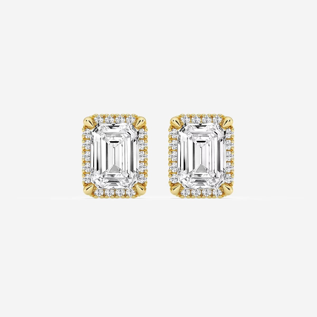 3.00 Ct Badgley Mischka Emerald Shadow Halo Stud Earrings