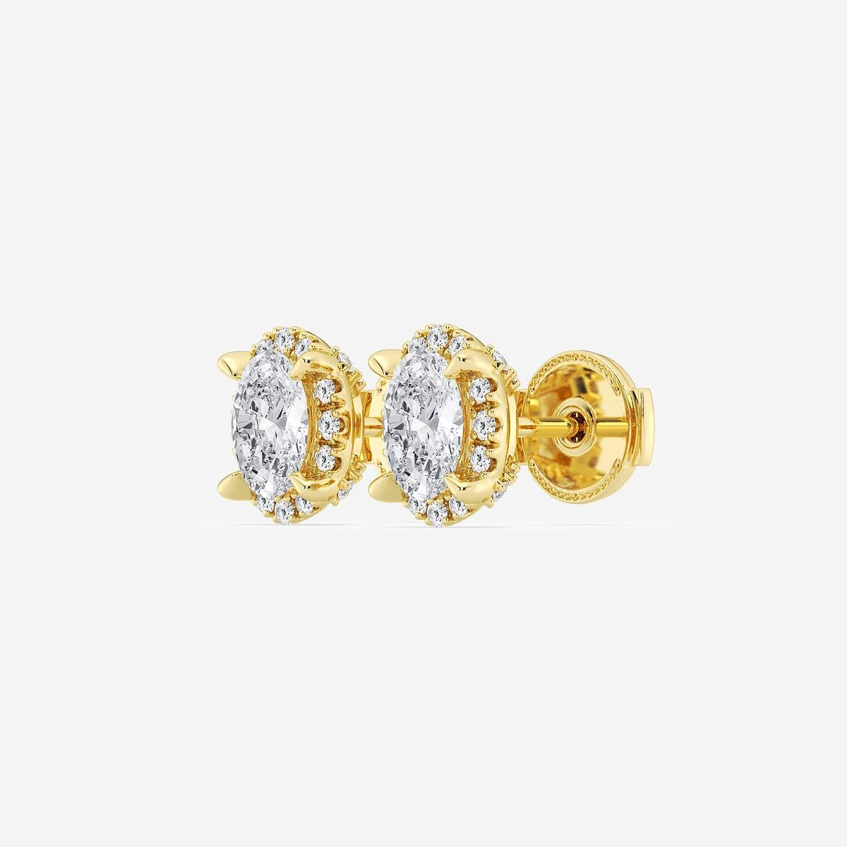 1.00 Ct Badgley Mischka Oval Shadow Halo Stud Earrings
