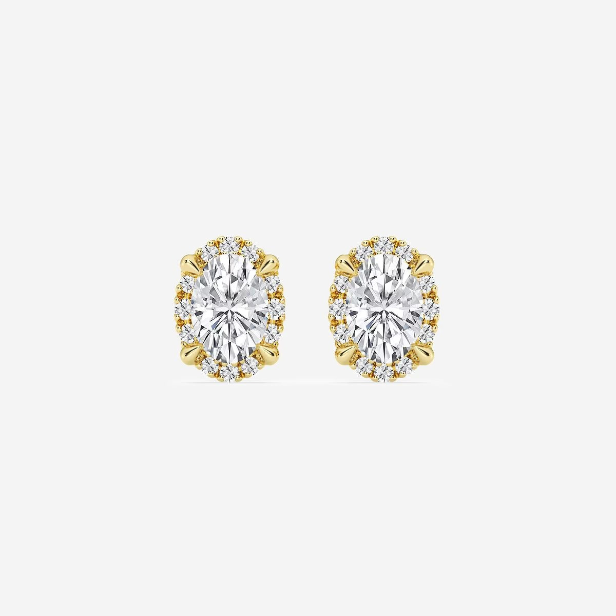 1.00 Ct Badgley Mischka Oval Shadow Halo Stud Earrings