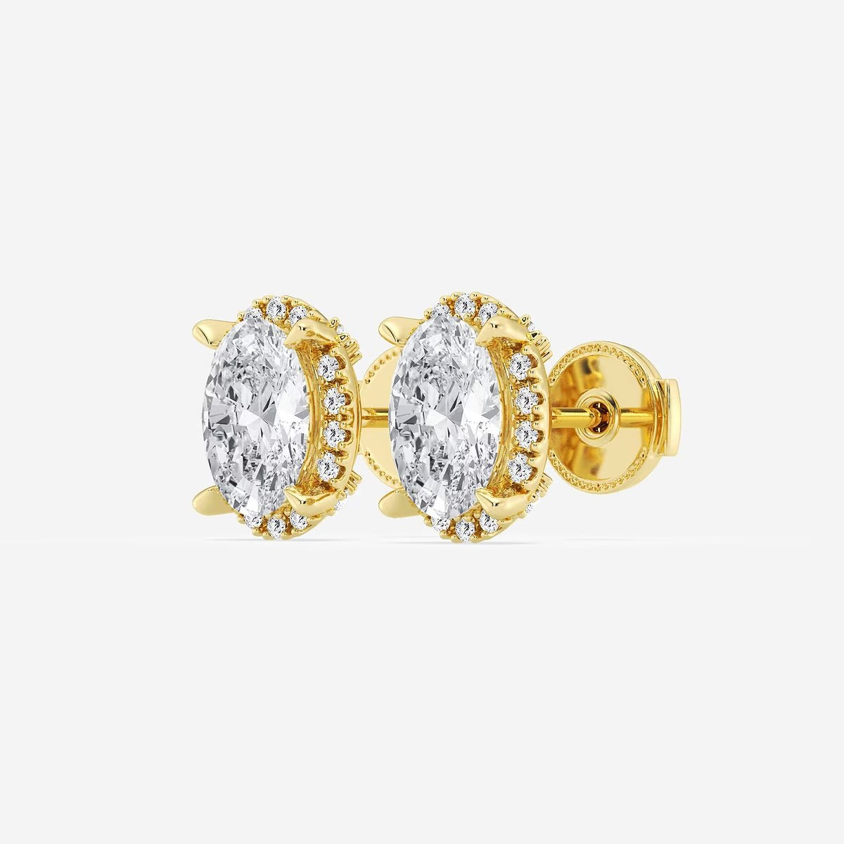 2.50 Ct Badgley Mischka Oval Shadow Halo Stud Earrings