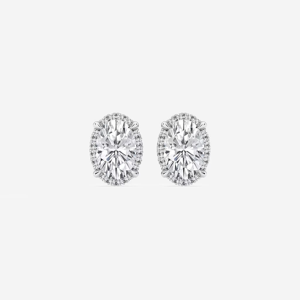 2.50 Ct Badgley Mischka Oval Shadow Halo Stud Earrings