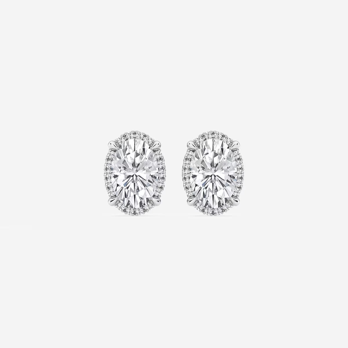 2.50 Ct Badgley Mischka Oval Shadow Halo Stud Earrings