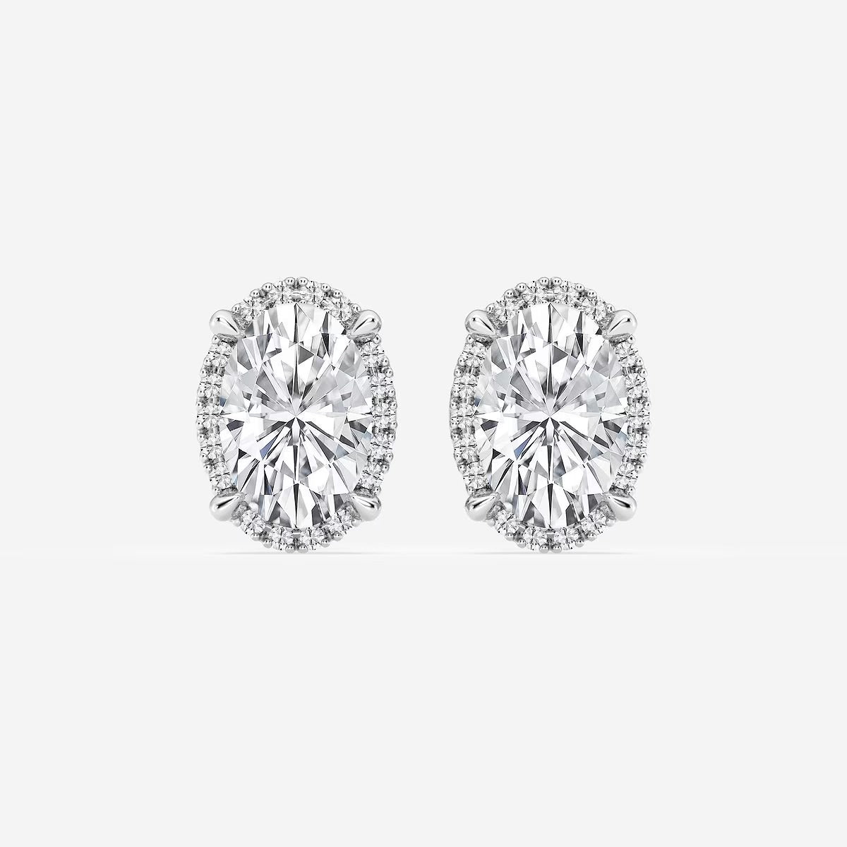 3.30 Ct Badgley Mischka Oval Shadow Halo Stud Earrings