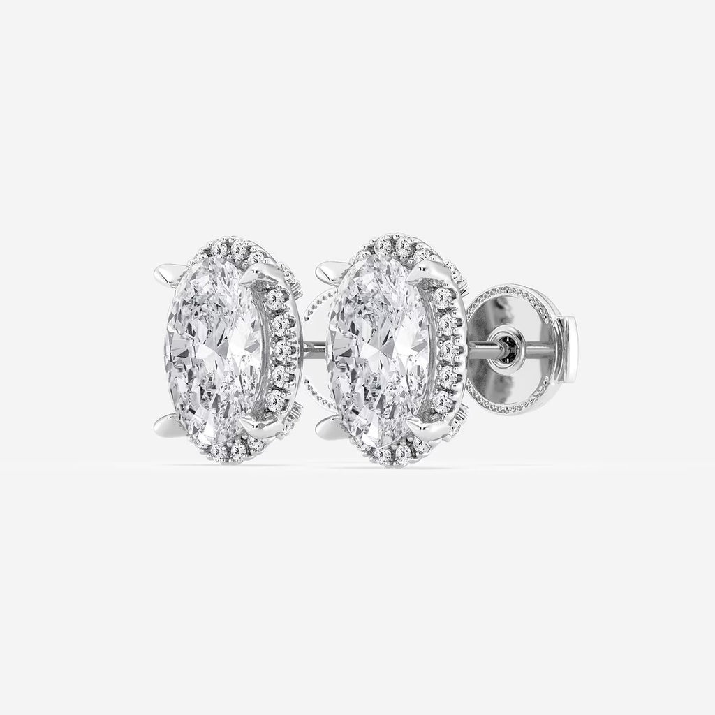 3.30 Ct Badgley Mischka Oval Shadow Halo Stud Earrings