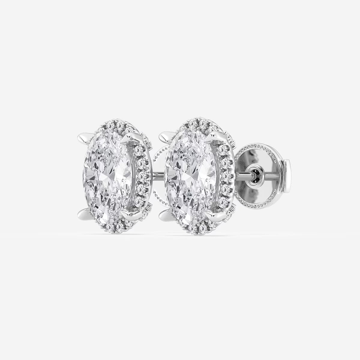 3.30 Ct Badgley Mischka Oval Shadow Halo Stud Earrings