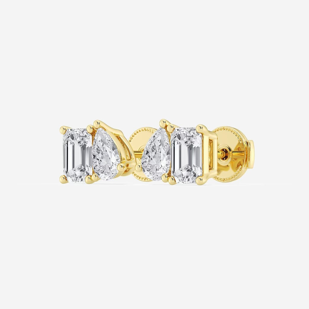 2.00 Ct Toi Et Moi Emerald and Pear Stud Earrings